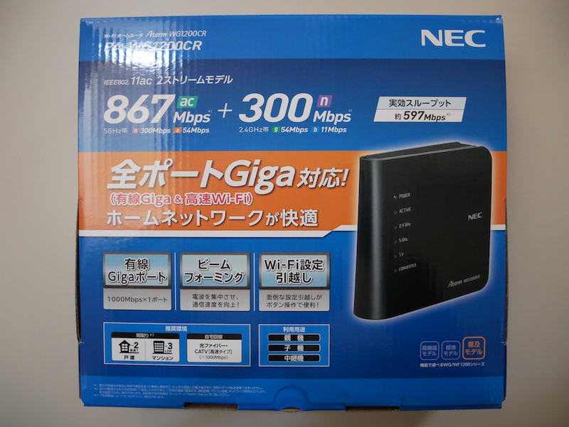 NEC WG1200CRの箱